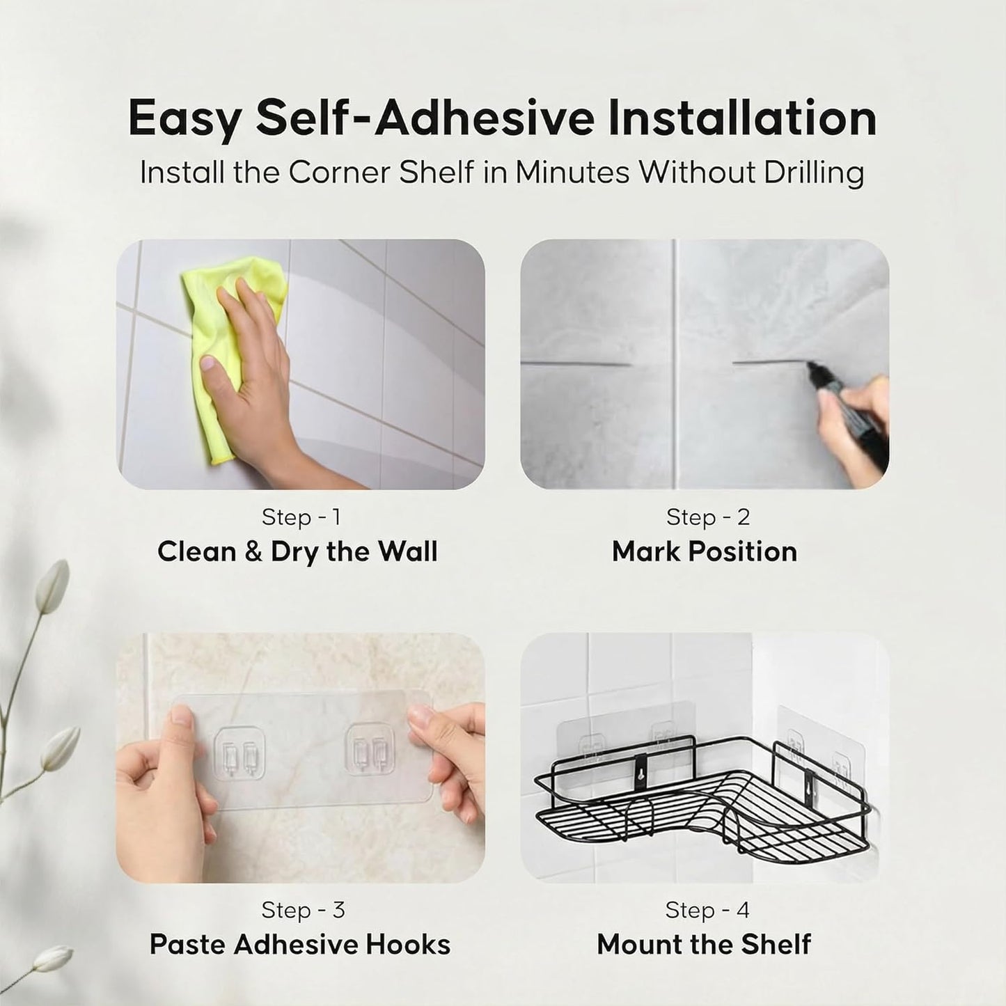 Self-Adhesive Bathroom Corner Shelf
