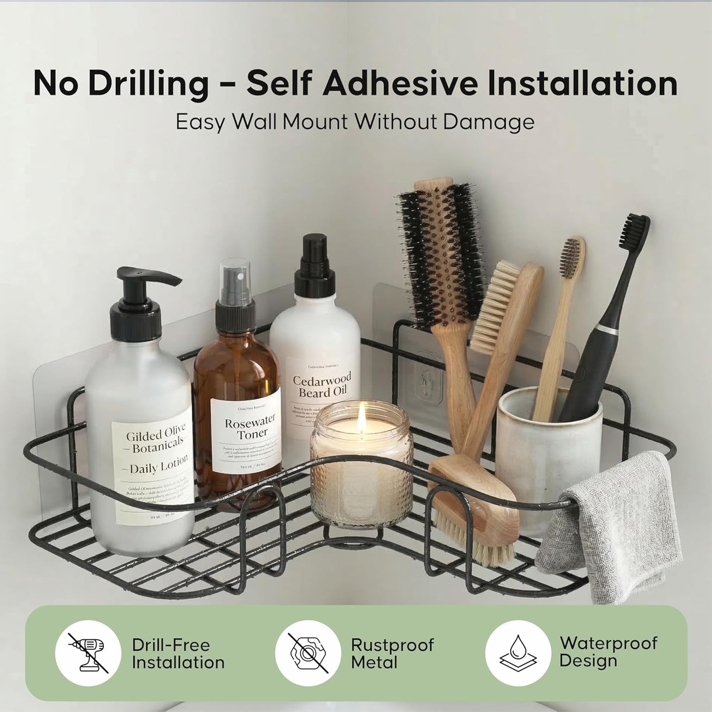 Self-Adhesive Bathroom Corner Shelf