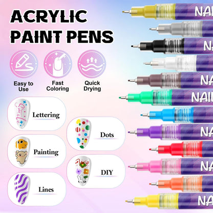 Professional Nail Art Marker Set — 12 Vibrant Colours