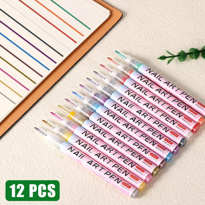 Professional Nail Art Marker Set — 12 Vibrant Colours