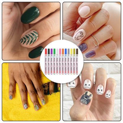 Professional Nail Art Marker Set — 12 Vibrant Colours