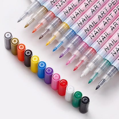 Professional Nail Art Marker Set — 12 Vibrant Colours